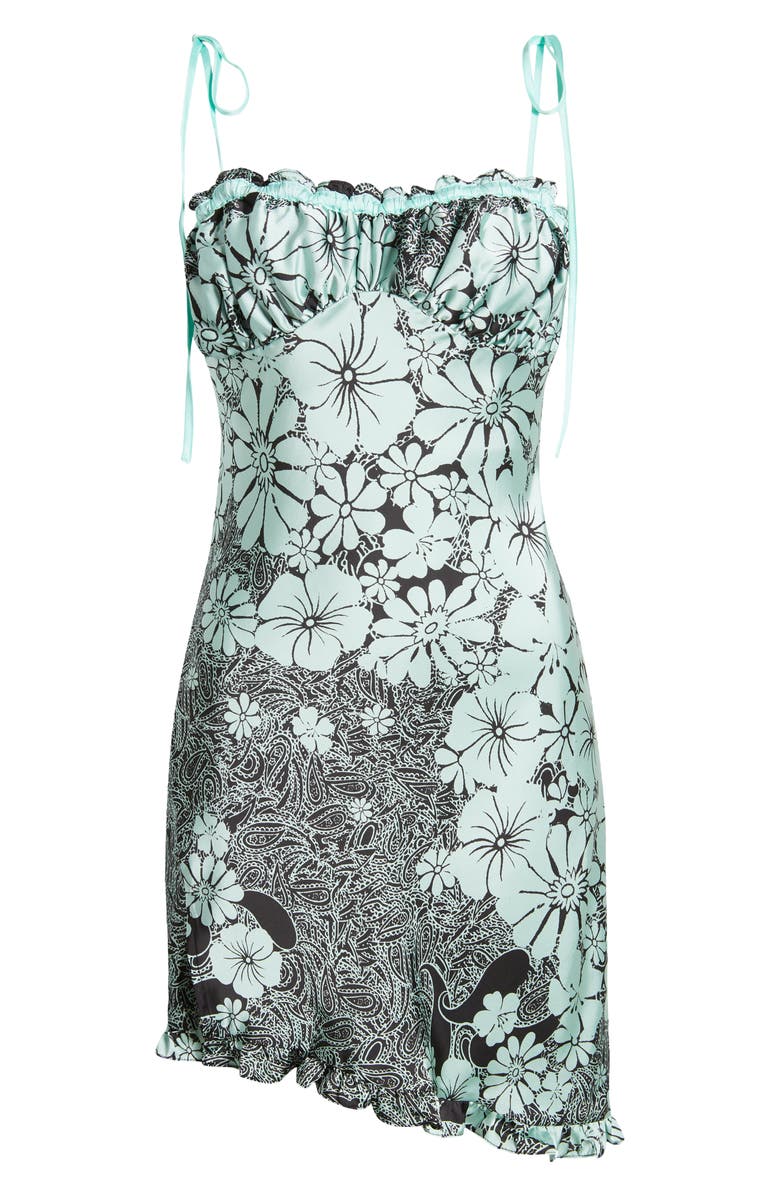 Free People Retro Daisy Asymmetric Slipdress, Alternate, color, Black Combo