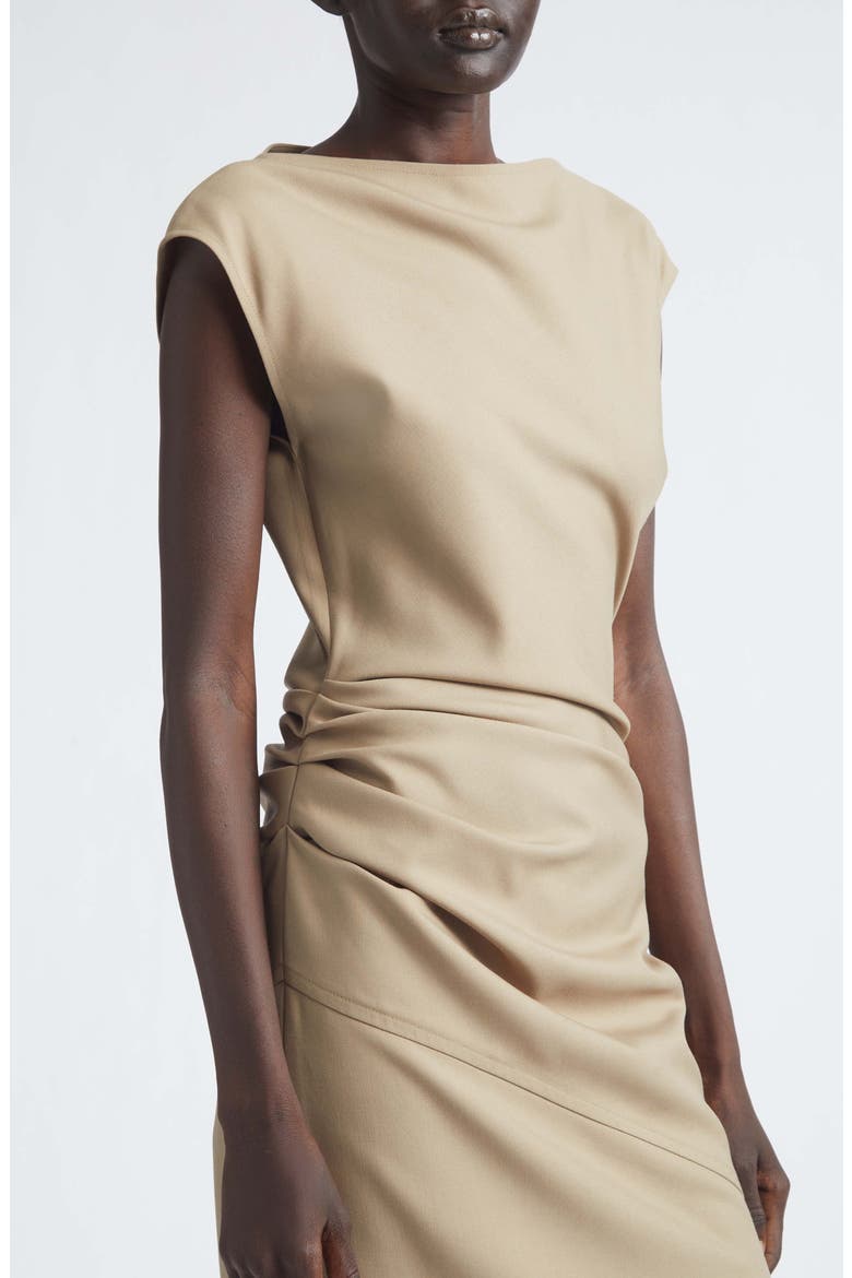 Katia Wool Blend Gabardine Midi Dress, Alternate, color, KHAKI