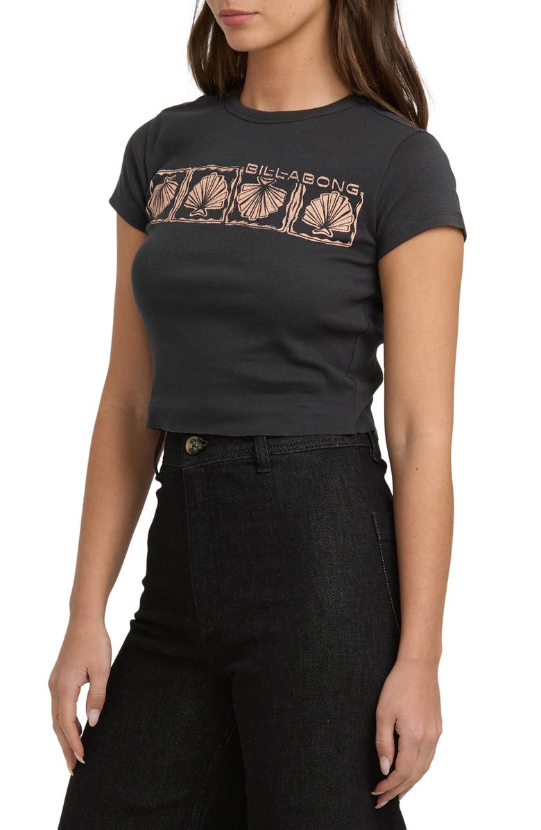 Billabong To the Roots Seashell Graphic Cotton Baby Tee, Alternate, color, Off Black