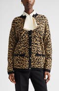 Valentino Leopard Jacquard Wool Cardigan