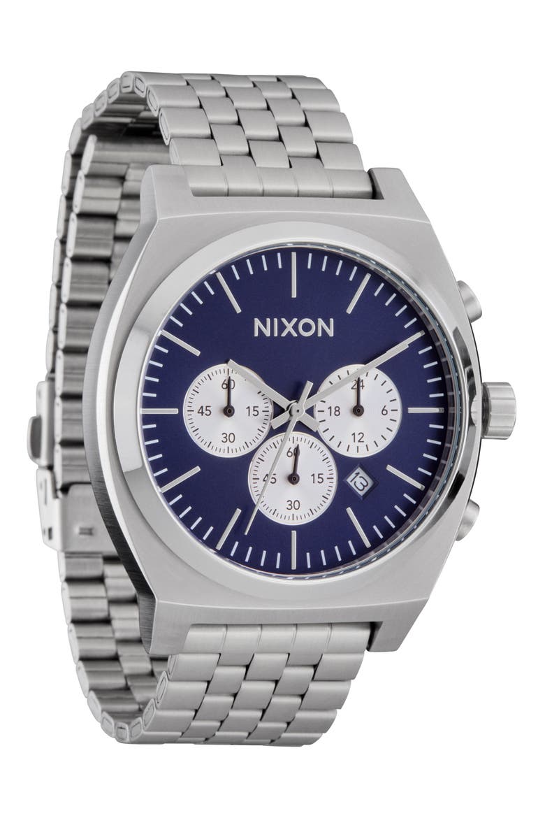 Time Teller Chronograph Bracelet Watch, 40mm, Main, color, SILVER / MIDNIGHT / SILVER