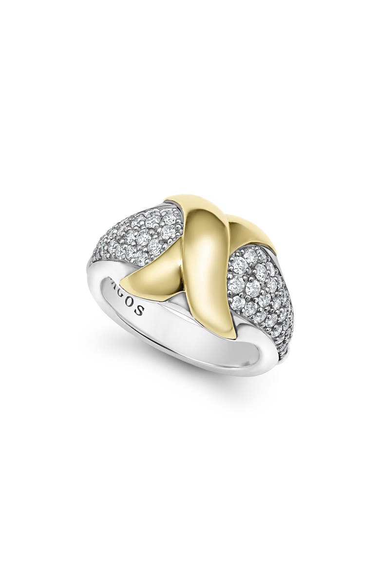 Embrace Pavé Diamond Ring, Main, color, METALLIC