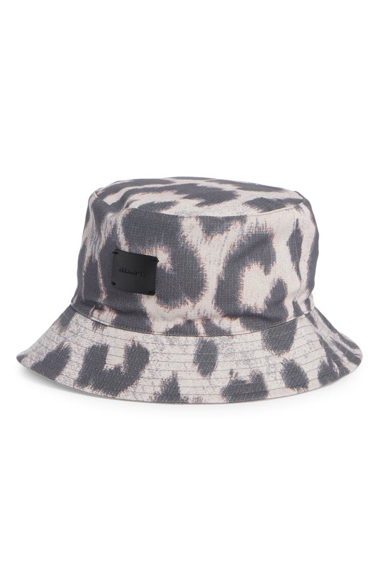 AllSaints Leopard Print Bucket Hat, Main, color, Natural