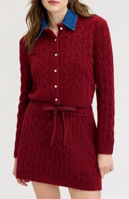 Sam Edelman Removable Denim Collar Cardigan