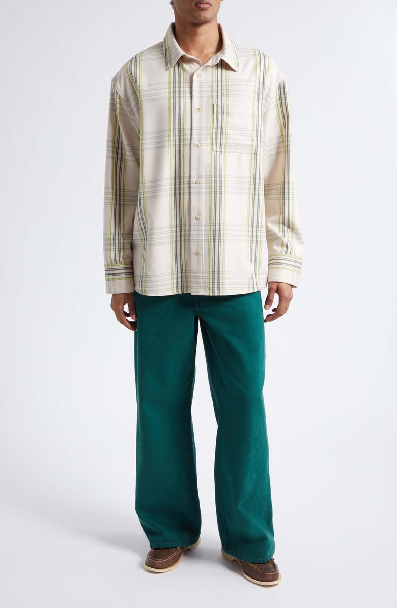 The Elder Statesman Cashlite Plaid Wool & Cashmere Overshirt, Alternate, color, Snap Pea Plaid