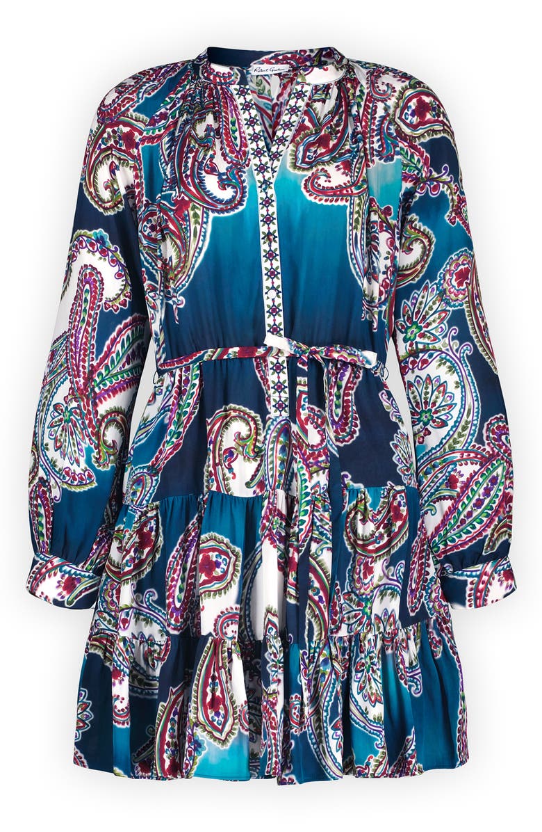 Robert Graham Sydney Paisley Long Sleeve Tiered Shirtdress, Alternate, color, Blue Multi