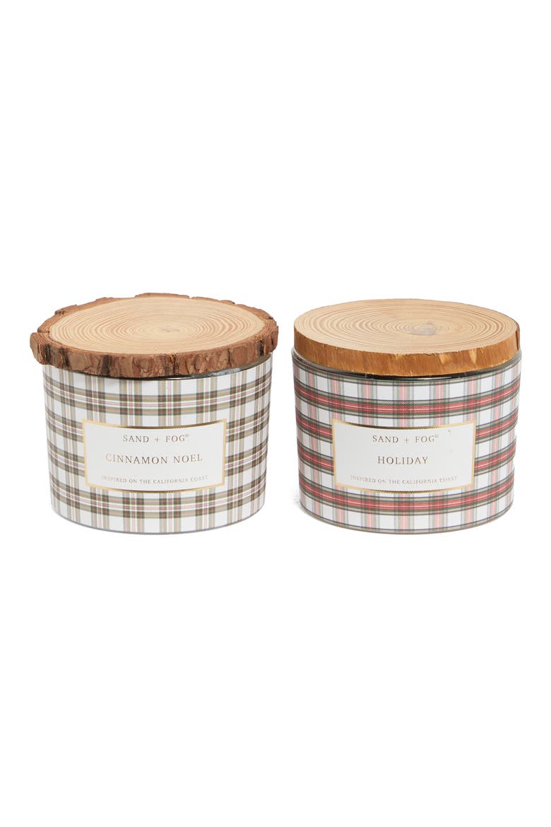 Cinnamon Noel & Holiday Set of 2 Bark Lid Candles, Main, color, MULTI