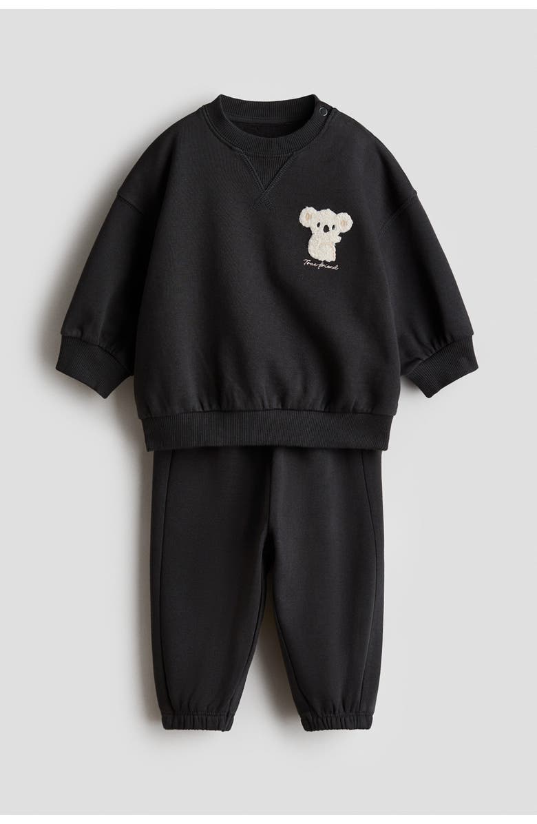 H&M 2-piece Sweatshirt Set, Main, color, Dark Gray/Koala