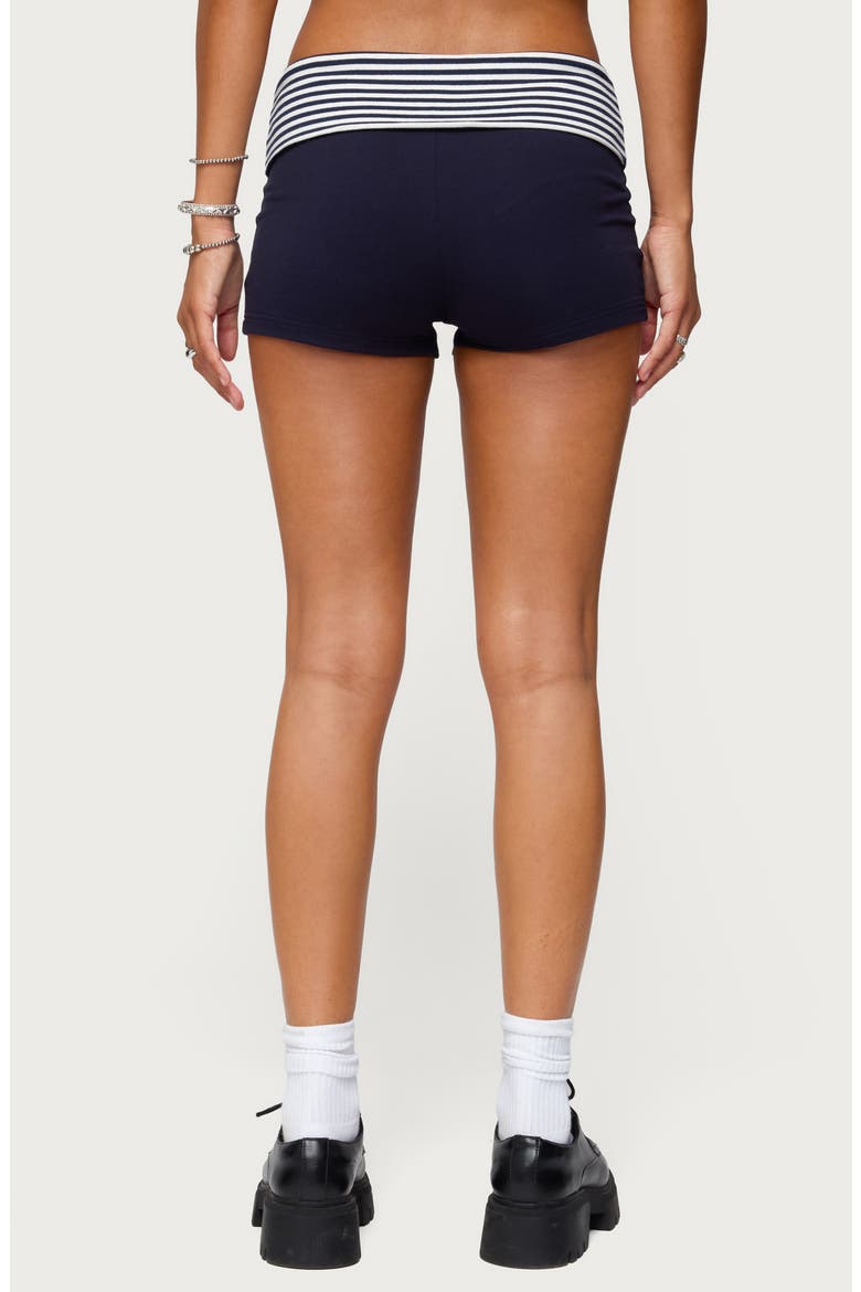 '76 Stripey Stretch Cotton Foldover Shorts, Alternate, color, NAVY-AND-WHITE