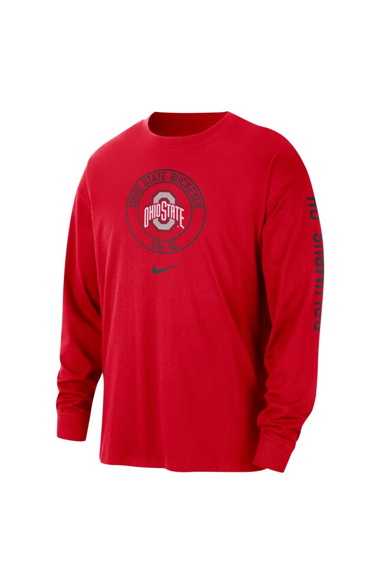 Nike Men's Nike Scarlet Ohio State Buckeyes Heritage Max90 Long Sleeve T-Shirt, Alternate, color,