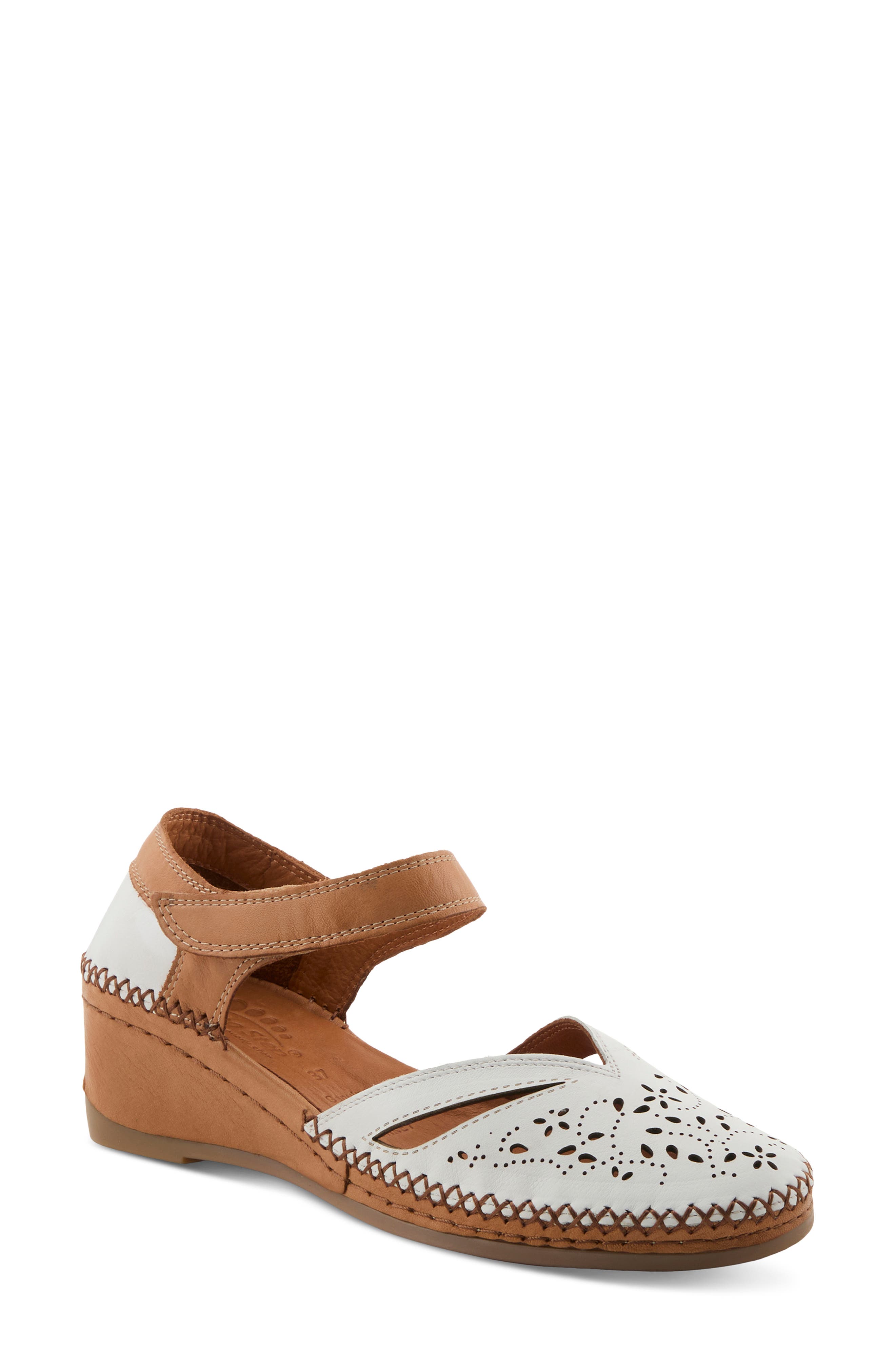 Spring Step Ezlyn Ankle Strap Wedge Pump, Main, color, White Multi