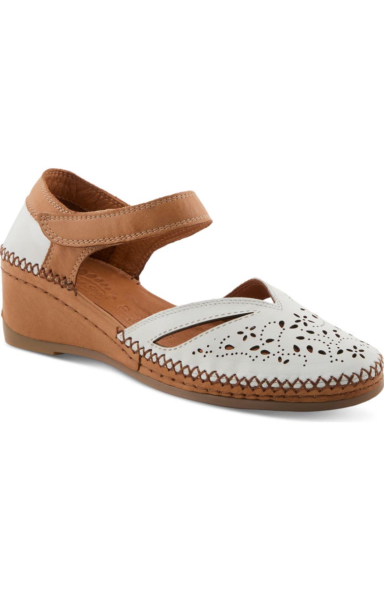 Spring Step Ezlyn Ankle Strap Wedge Pump, Main, color, White Multi