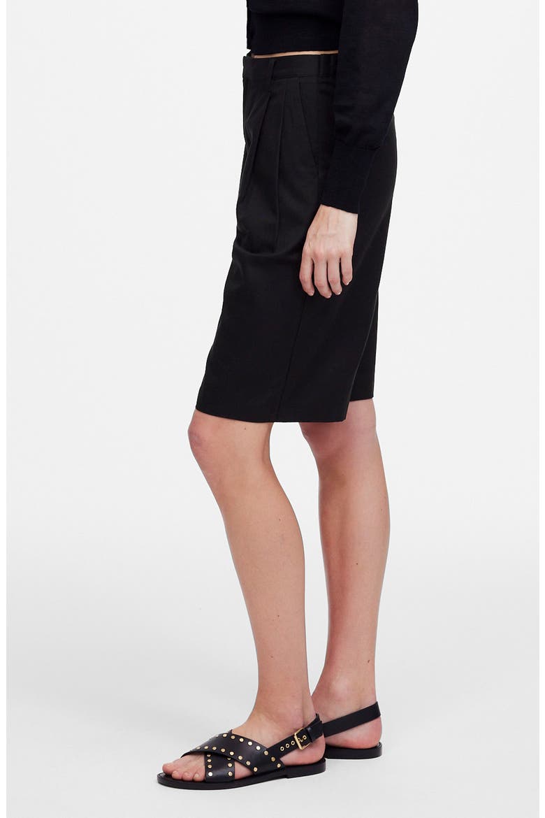 Pleated Relaxed Fit Shorts, Alternate, color, JET BLACK