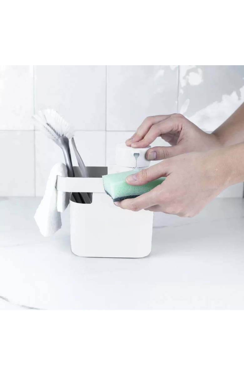 OU Durable Kitchen Soap Dispenser Organizer with Sponge and Dish Brush Holder, 22 oz, Alternate, color,