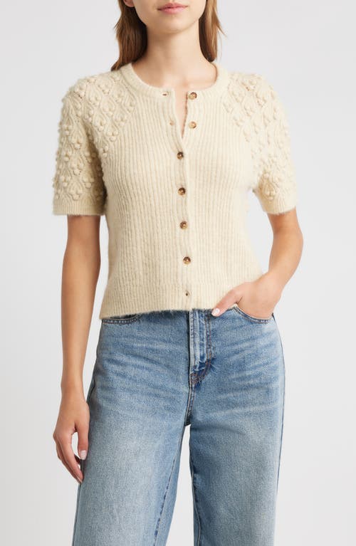 Rag & Bone Sierra Pom Short Sleeve Cardigan In Yellow