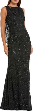 Mac Duggal Sleevless Cowl Back Gown With Draped Beading