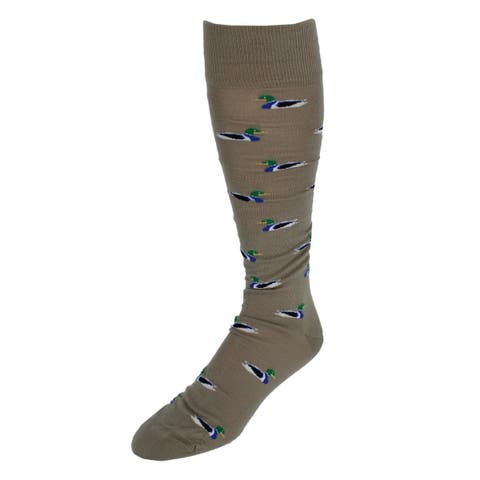 Good Fortune Mallard Duck Novelty Over The Calf Pima Cotton Dress Sock (1 Pair)