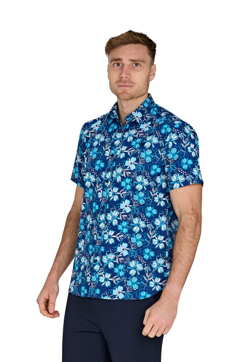 Short Sleeve Blossom Shirt, Alternate, color, Navy