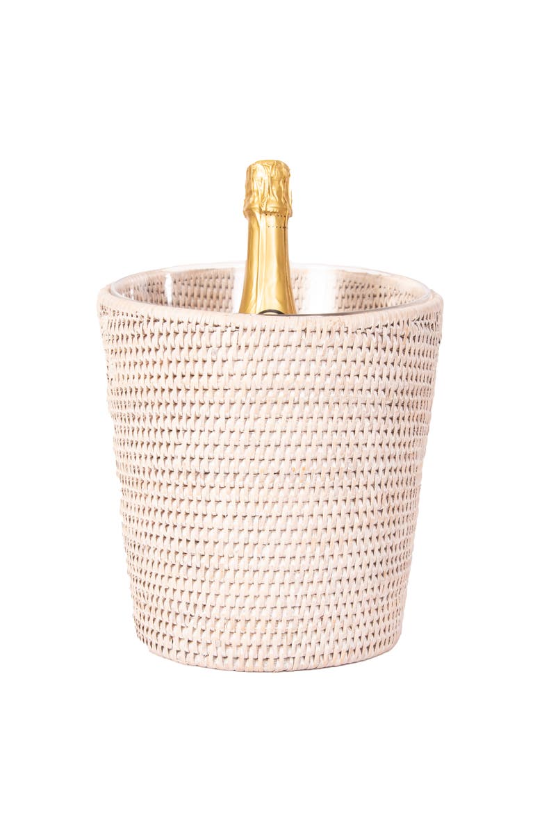 Artifacts Trading Company<sup>™</sup> Artifacts Rattan Small Champagne Bucket with Acrylic Insert, Alternate, color, White Wash