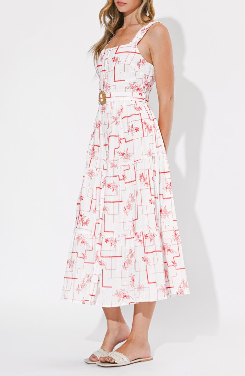 Adelyn Rae Violet Embroidery Midi Dress, Alternate, color, White/ Red