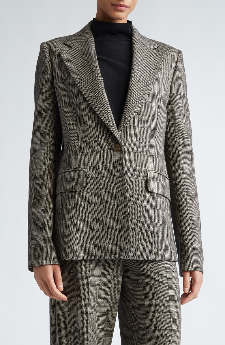 Max Mara Muschio Houndstooth Wool Blend Blazer, Main, color, 