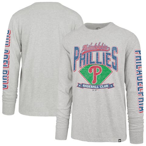 Men's '47  Gray Philadelphia Phillies Big & Tall Distressed Franklin Long Sleeve T-Shirt
