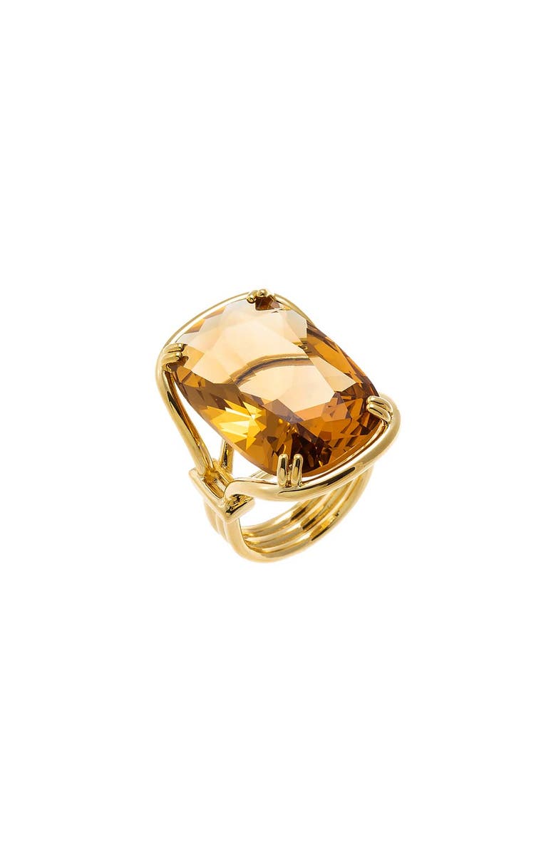 BY ADINA EDEN Yellow Toopaz Large Eemerald Statement Ring, Main, color, Topaz Yellow