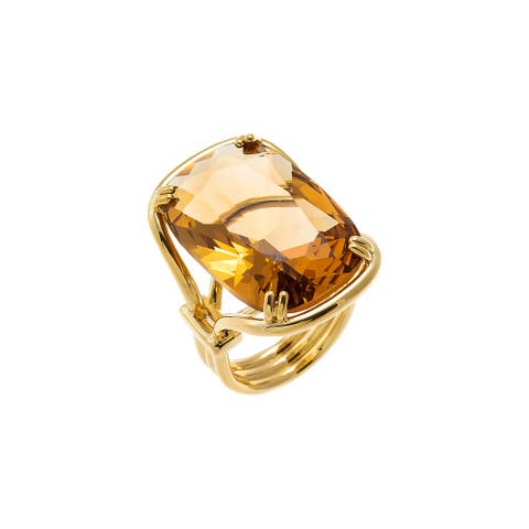 Yellow Toopaz Large Eemerald Statement Ring