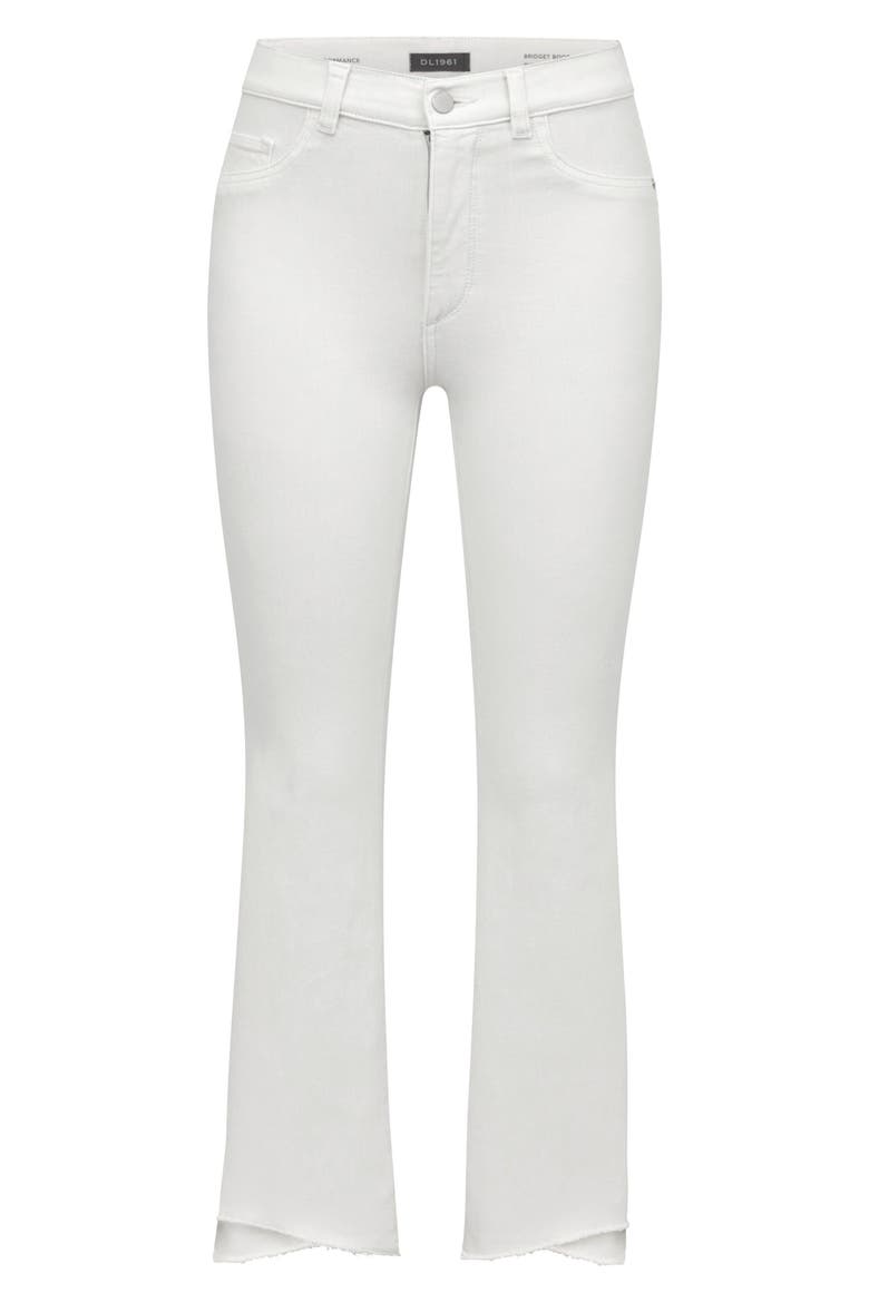 Bridget Instasculpt High Waist Asymmetric Raw Hem Ankle Bootcut Jeans, Alternate, color, MILK FRAYED