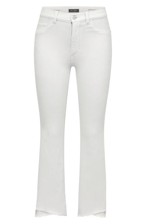 Dl1961 Bridget Instasculpt High Waist Asymmetric Raw Hem Ankle Bootcut Jeans In Milk Frayed