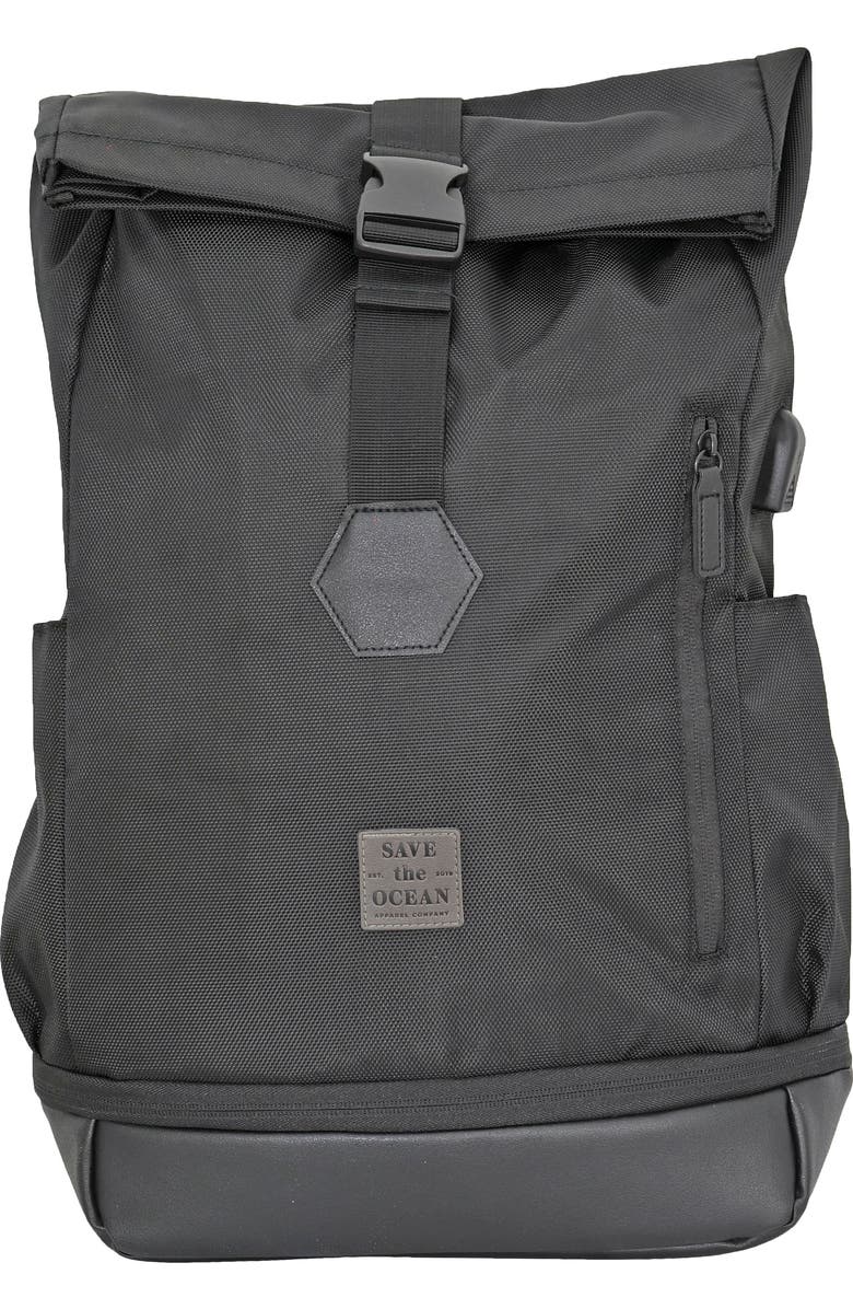 SAVE THE OCEAN Recycled Polyester Backpack, Main, color,
