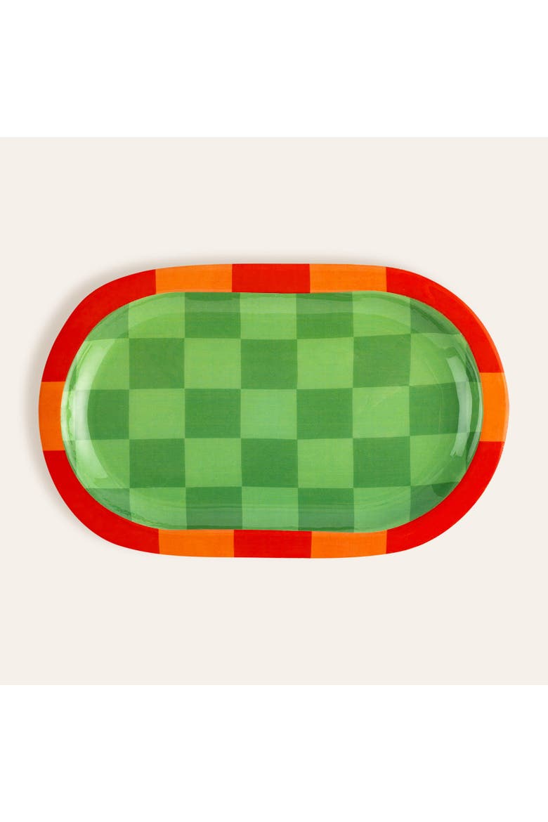 Lakri Oval Wood Serving Entertaining Artisan, Main, color, Green