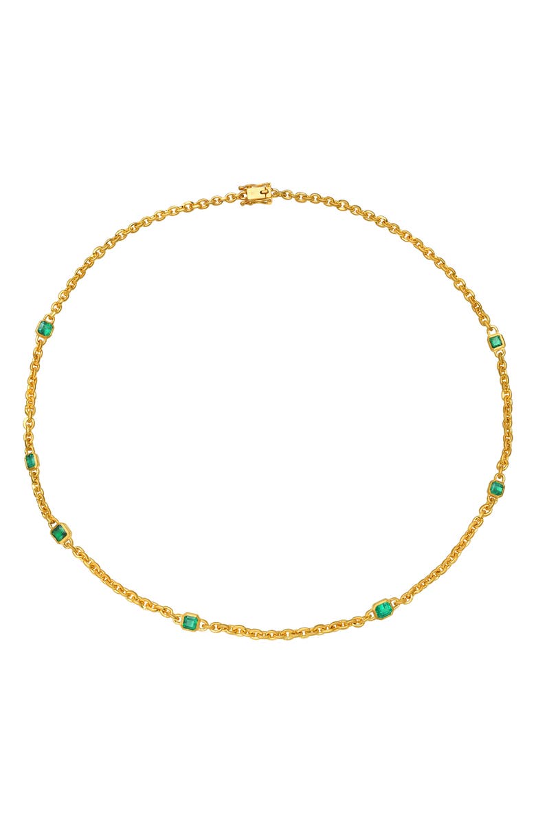 Darius Emerald Fairy Chain Necklace, Main, color, Yellow Gold/ Emerald