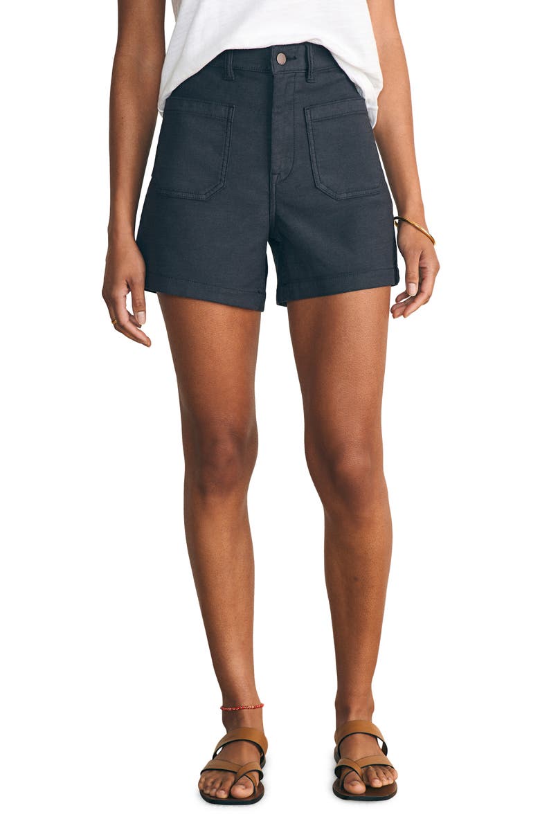 Faherty High Waist Patch Pocket Stretch Terry Shorts, Main, color,
