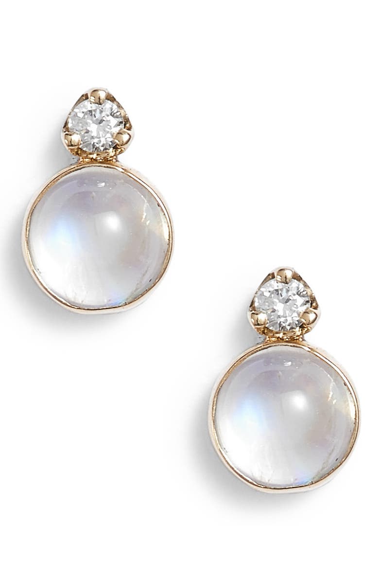 Zoë Chicco Moonstone & Diamond Stud Earrings, Main, color, 