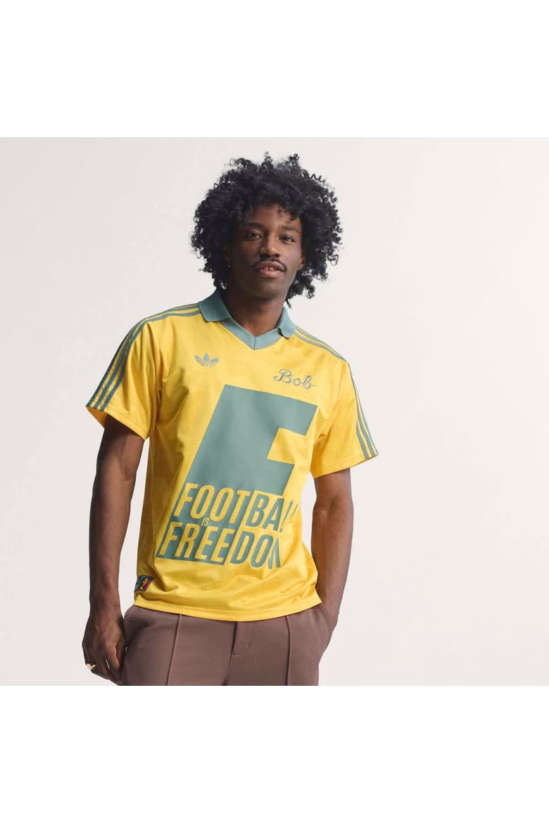 Men's adidas x Bob Marley Yellow Jamaica National Team Originals Fashion Jersey, Main, color, Yellow