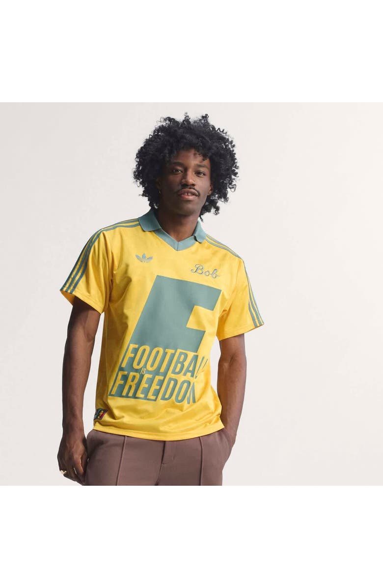 adidas Men's adidas x Bob Marley Yellow Jamaica National Team Originals Fashion Jersey, Main, color, Yellow