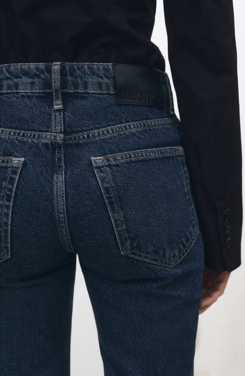 Shop Mango High Waist Flare Leg Jeans In Dark Blue