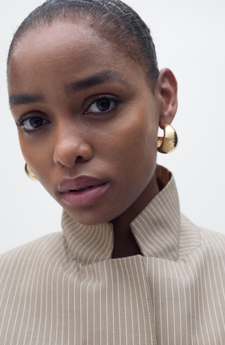 MANGO Vivian Pinstripe Blazer, Alternate, color, Medium Brown