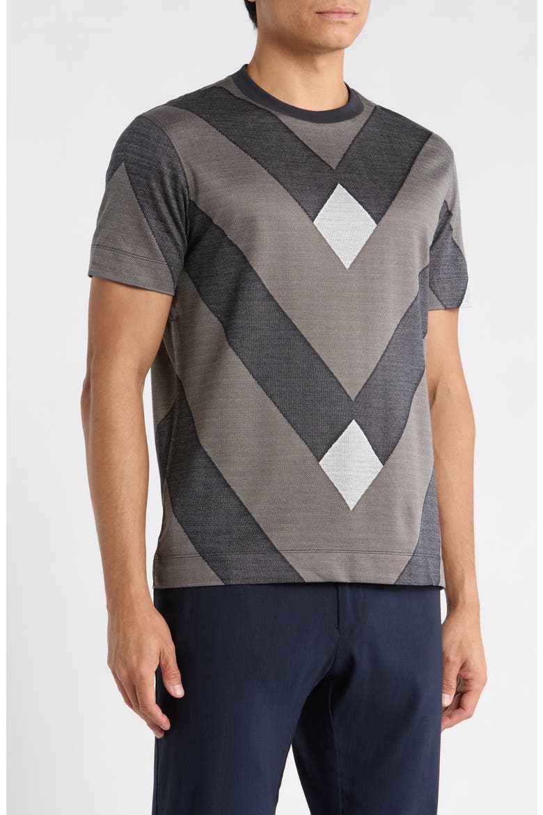 Jacquard Knit Crewneck T-Shirt, Alternate, color, NAVY