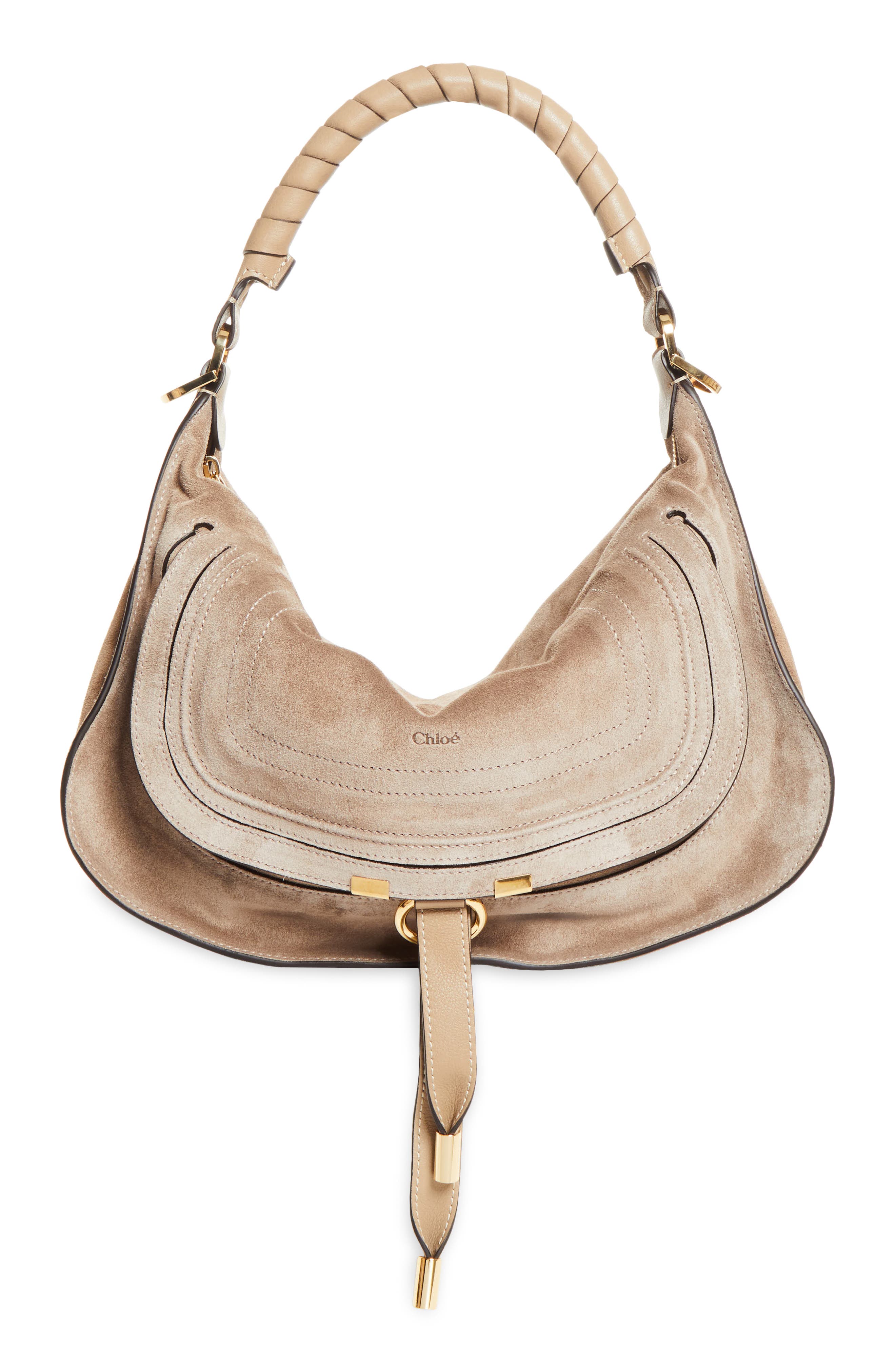 Chloé Small Marcie Suede Shoulder Bag, Main, color, Boyish Brown