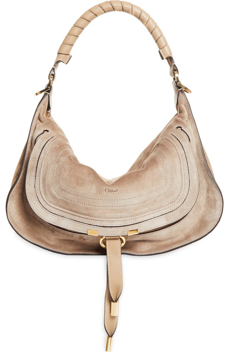 Chloé Small Marcie Suede Shoulder Bag, Main, color, Boyish Brown