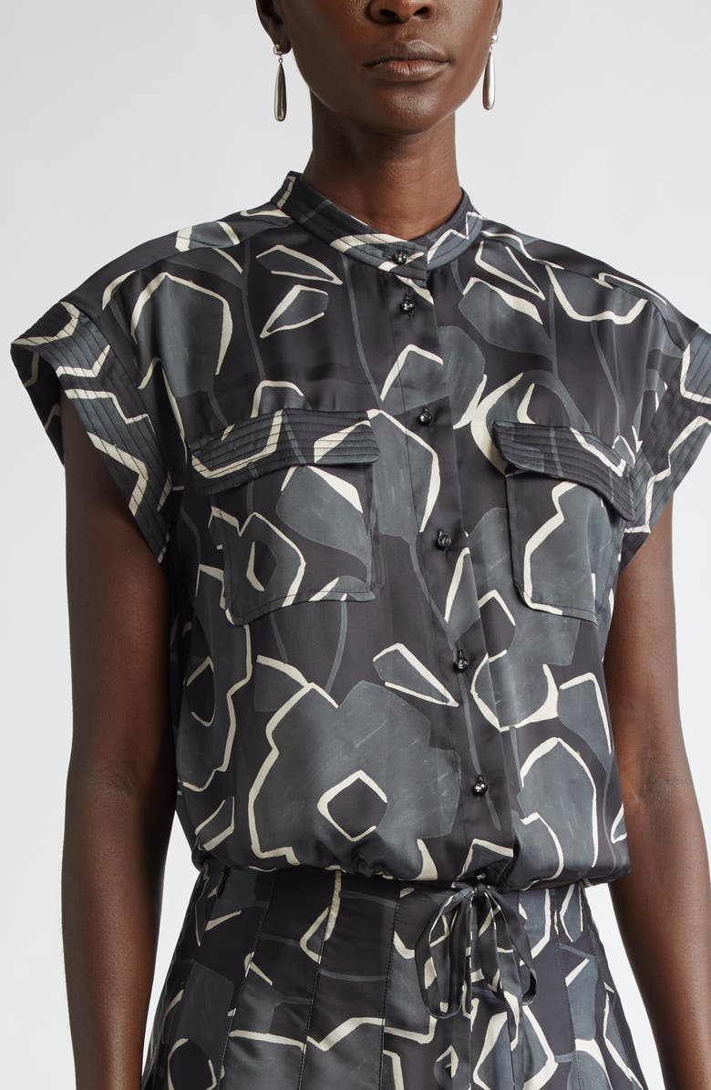 St. John Collection Cubist Floral Cap Sleeve Top, Alternate, color, 