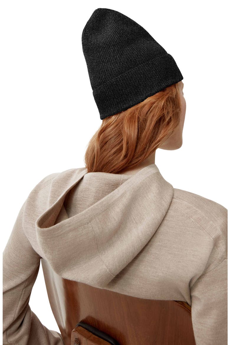 Lightweight Recycled Cashmere & Wool Beanie, Alternate, color, BLACK HEATHER