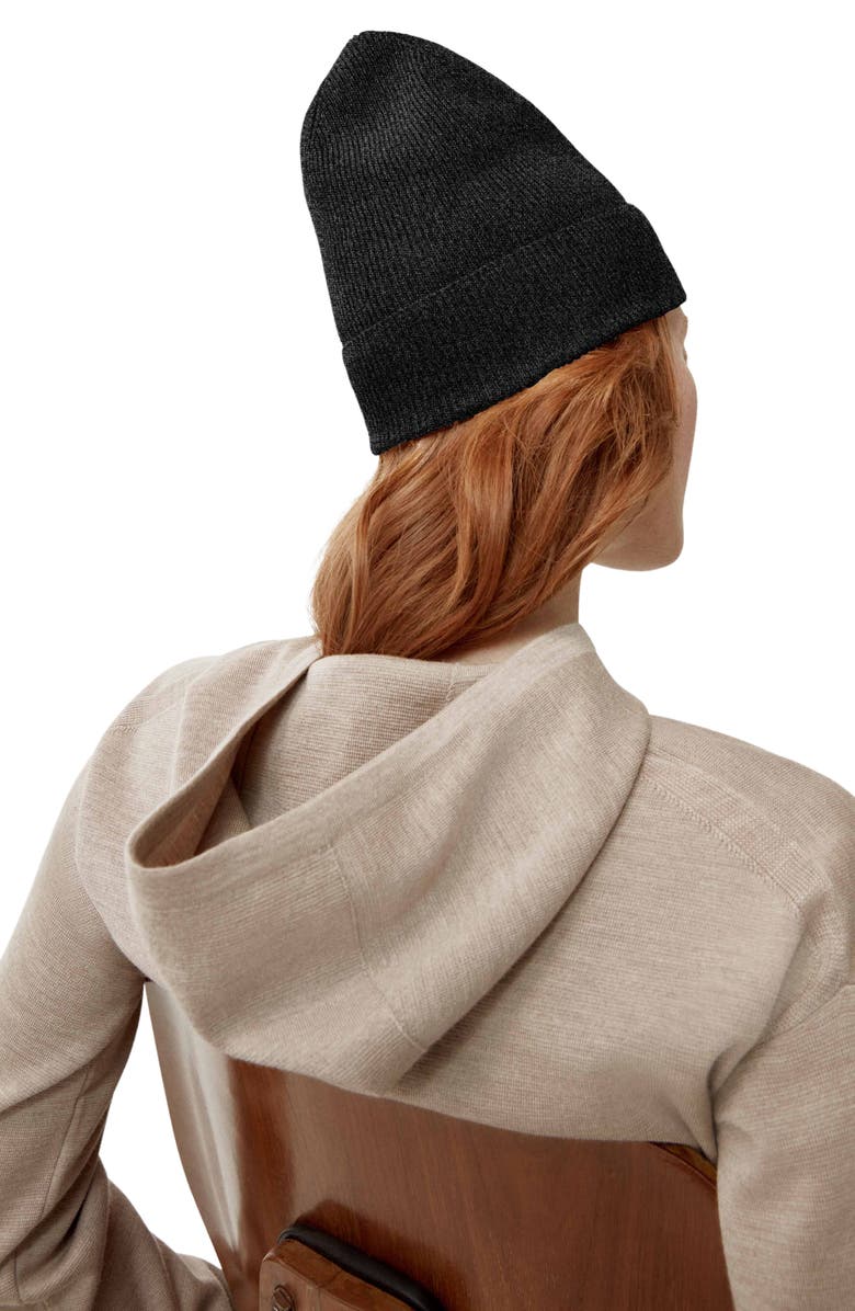 Canada Goose Lightweight Recycled Cashmere & Wool Beanie, Alternate, color, Black Heather