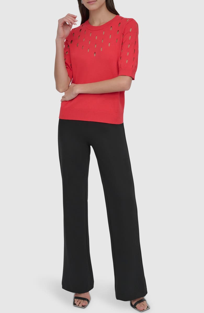 DKNY Cutout Detail Sweater, Alternate, color, Watermelon