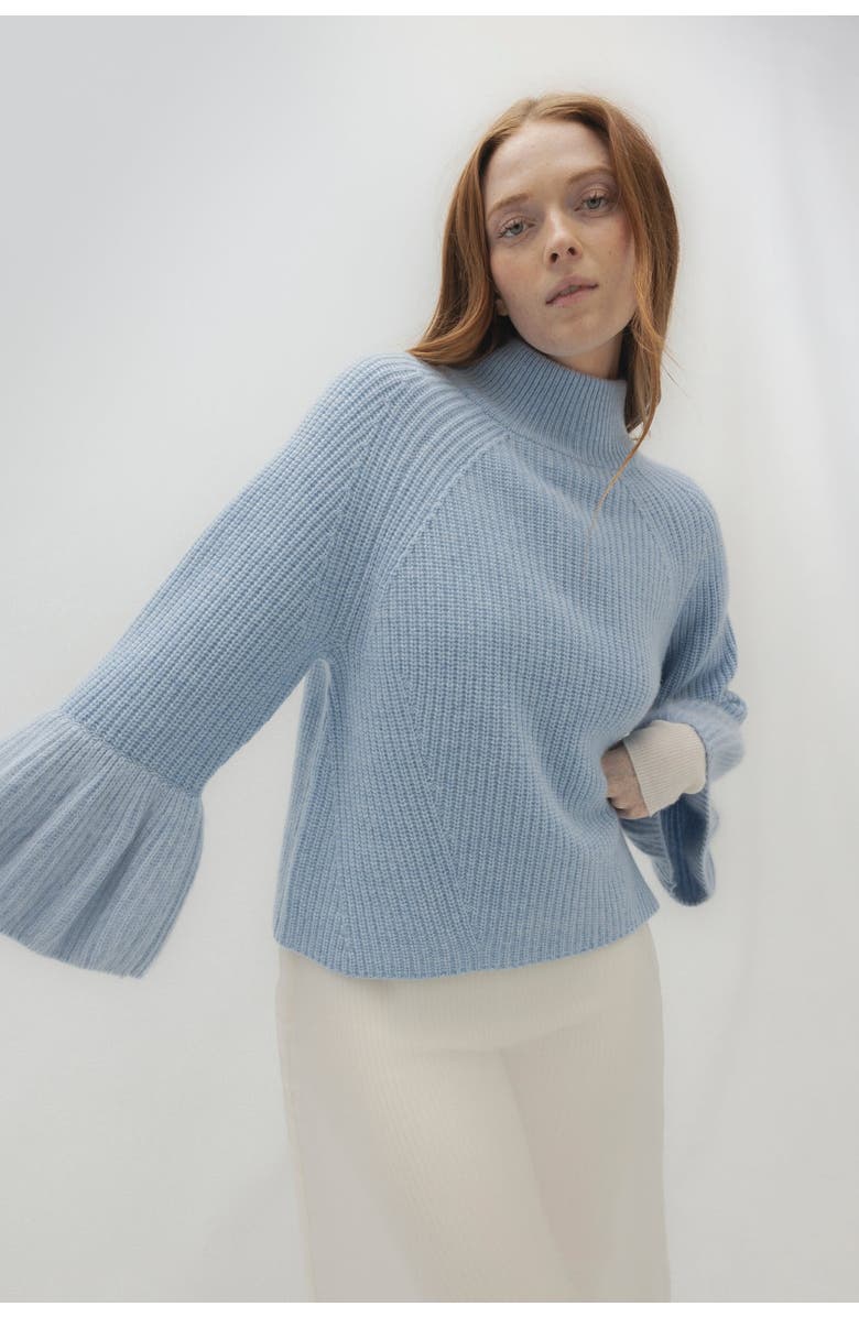 NAKED CASHMERE Luxe Puff Turtleneck, Alternate, color, Stonewash