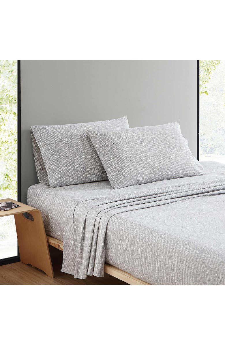 Marimekko Orkanen 200 Thread Count Cotton King Sheet Set, Alternate, color, Open Medium Grey