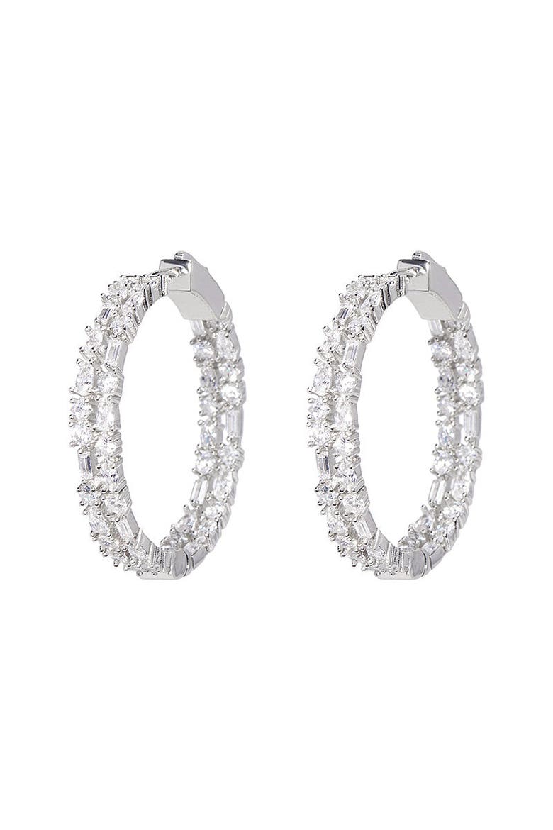 Small Casey Hoop, Main, color, White/White Rhodium