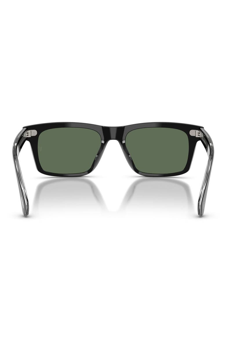 x Roger Federer Mr. Federer 55mm Polarized Rectangular Sunglasses, Alternate, color, BLACK / G-15 POLAR